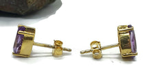 Load image into Gallery viewer, Amethyst Studs, Pear Shaped, Sterling Silver, 18K Gold Plated, 2 carats, February Birthstone - GemzAustralia 